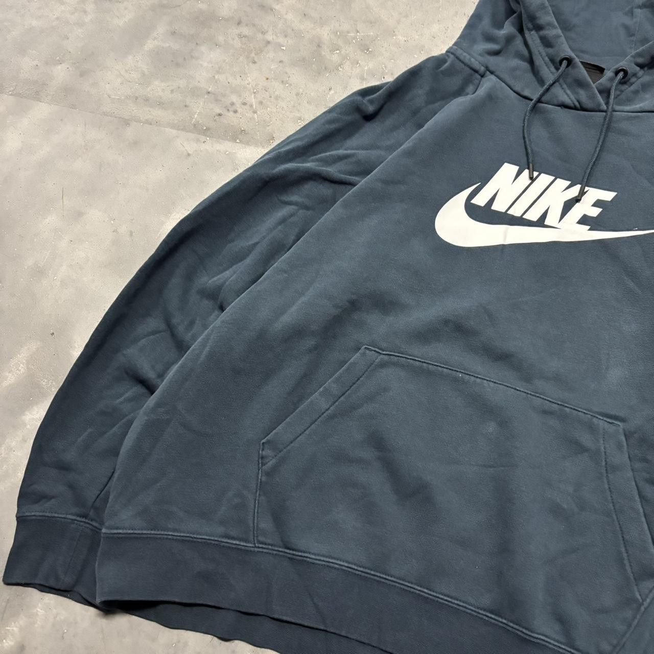 Nike × Vintage Crazy Vintage Y2K/2000s Navy Blue Boxy Nike Essential Streetwear Hoodie! Size US XL / EU 56 / 4 - 3 Thumbnail