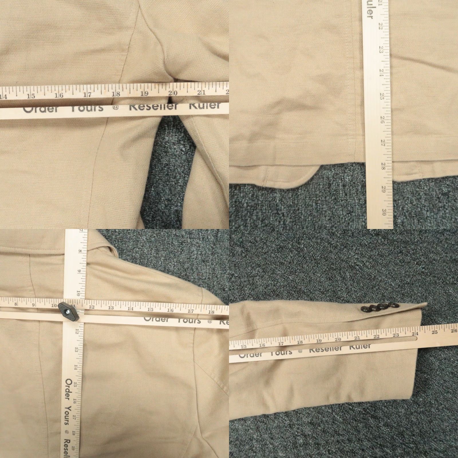 Banana Republic Banana Republic Blazer Men 40R Khaki Tan Cotton Linen Slim Fit Single-Breasted 2 Button Notch 40 in Chest Regular Vintage: No Womens Mens Girls etc Size 40R - 8 Thumbnail