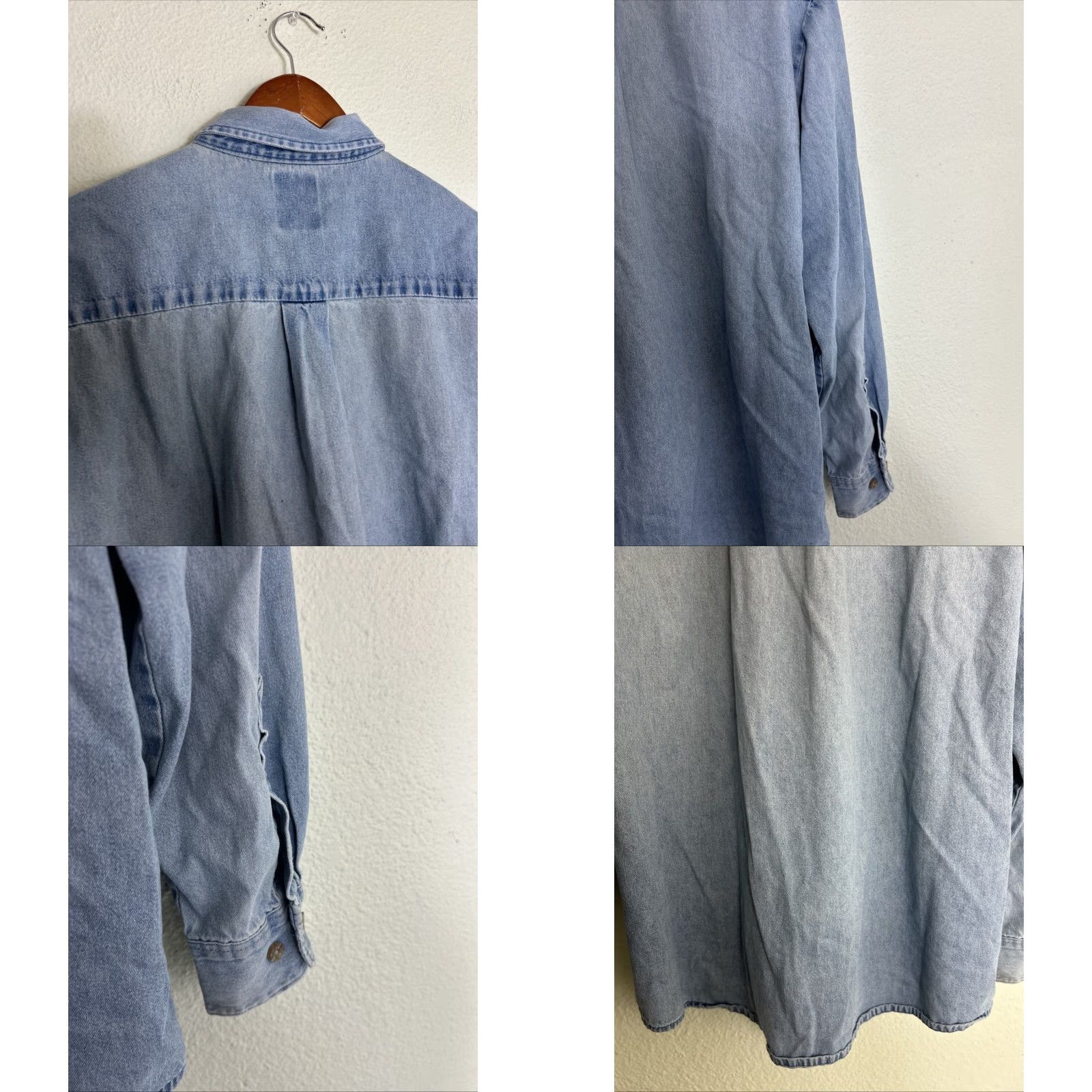 Dickies Dickies Mens XL Long Sleeve Denim Shirt Light Wash Button-Down Distressed Denim Blue Shirt Mens XL Long Sleeve Button-Up Size US XL / EU 56 / 4 - 10 Thumbnail
