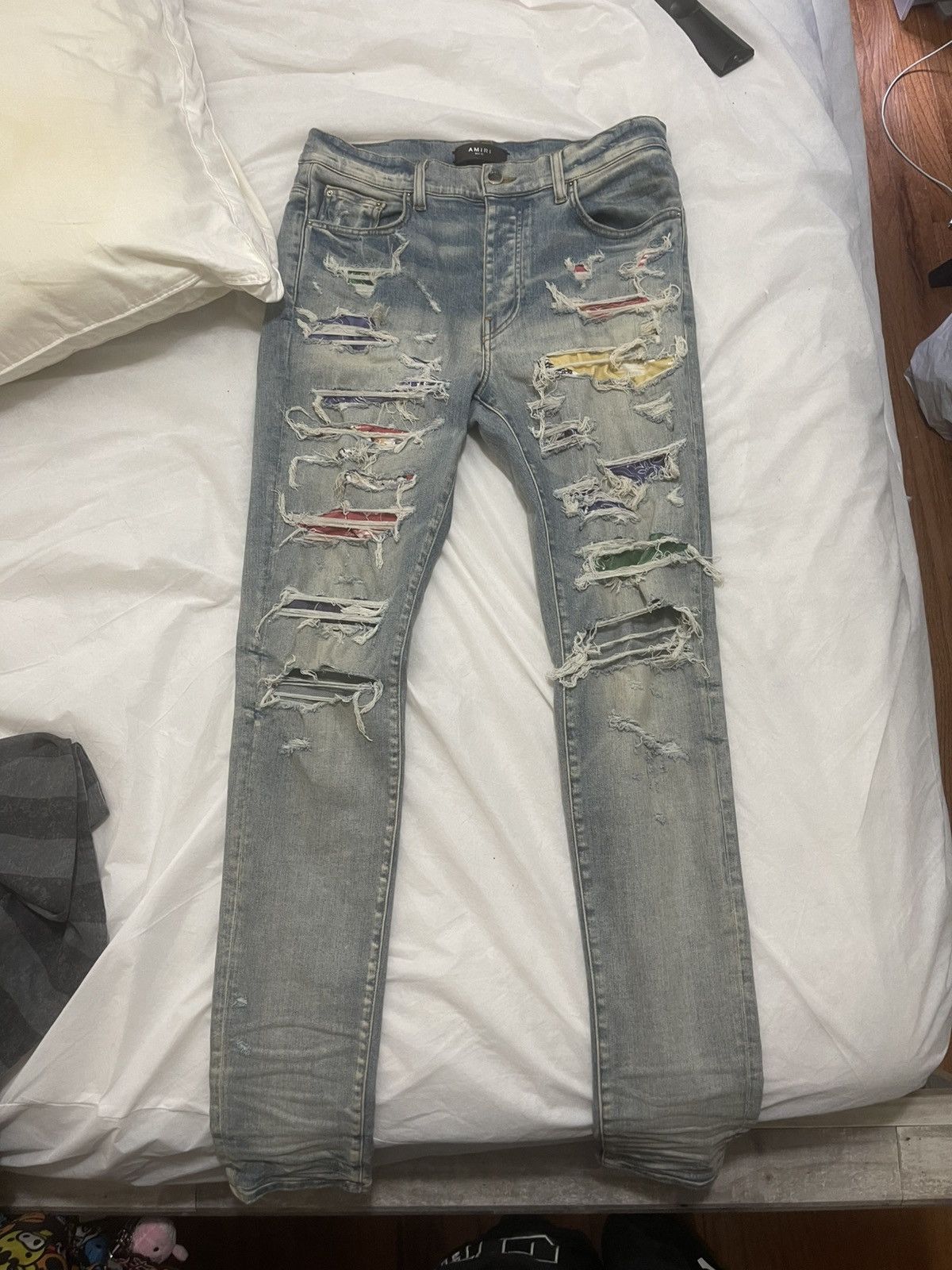 Amiri amiri rainbow patch Size US 33 - 1 Thumbnail
