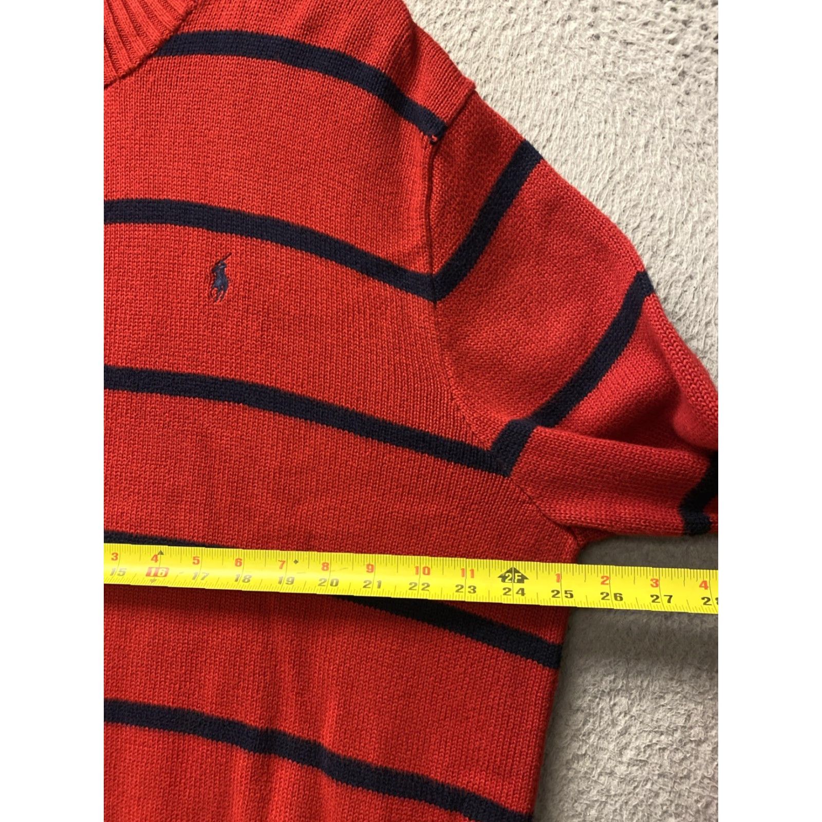 Polo Ralph Lauren Polo Ralph Lauren Men’s Sweater Quarter-Zip Knit Red Striped XL Long Sleeve Zip Logo Embroidered Size US XL / EU 56 / 4 - 5 Thumbnail