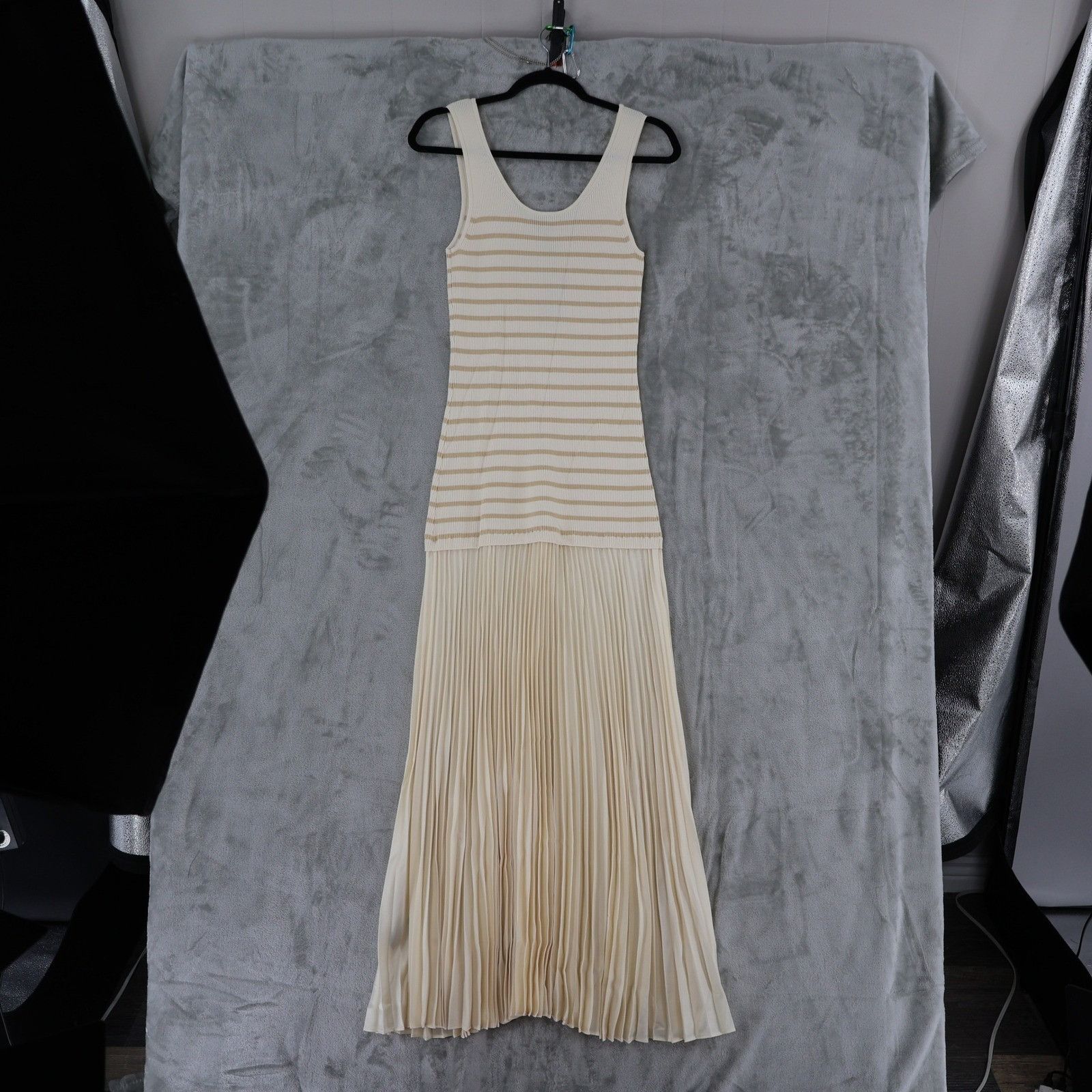 Rag & Bone rag & bone Millie Strip Tank Dress Women L Pleated Maxi Boho Size L / US 10 / IT 46 - 4 Thumbnail
