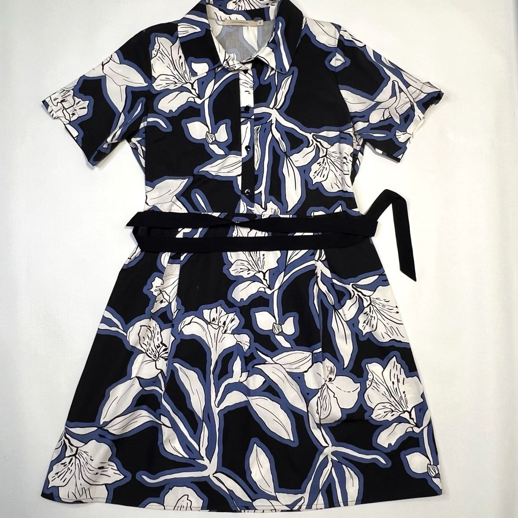 Vintage VINTAGE La Fee Maraboutee Floral Design Button Down Shirt Dress Sz 42FR/8US Blue Size M / US 6-8 / IT 42-44 - 7 Thumbnail