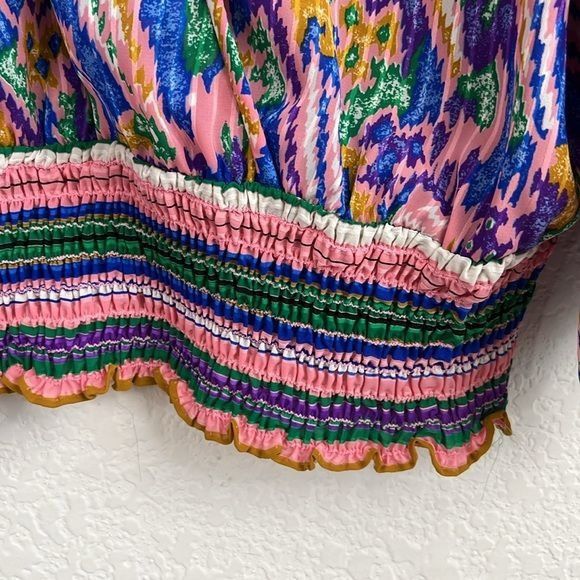 Neiman Marcus × Vintage Susan Fran Neiman Marcus Blouse Oil Spill Accordian Pleated Size L / US 10 / IT 46 - 4 Thumbnail