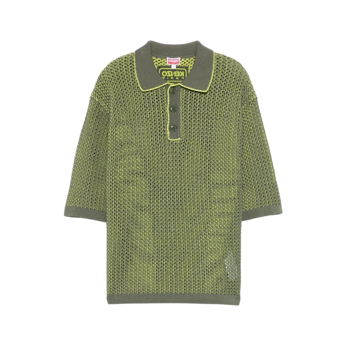 Kenzo $960 Open knit mesh polo shirt Size US XL / EU 56 / 4 - 1 Thumbnail