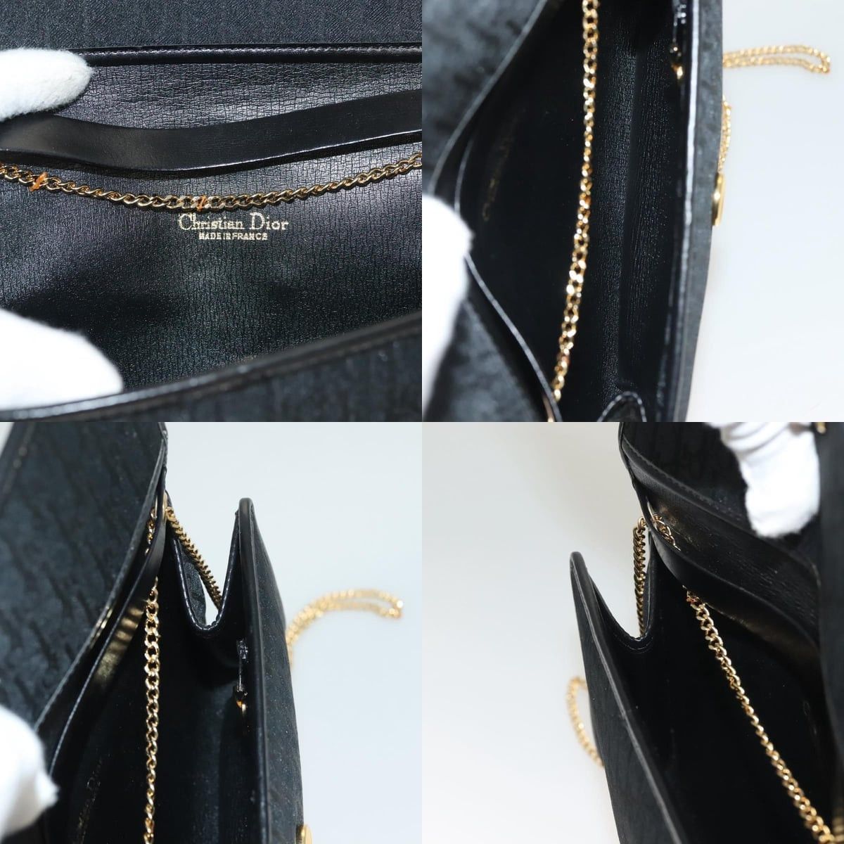 Dior DIOR Trotter Canvas Chain Shoulder Bag Black Gold Size ONE SIZE - 12 Thumbnail