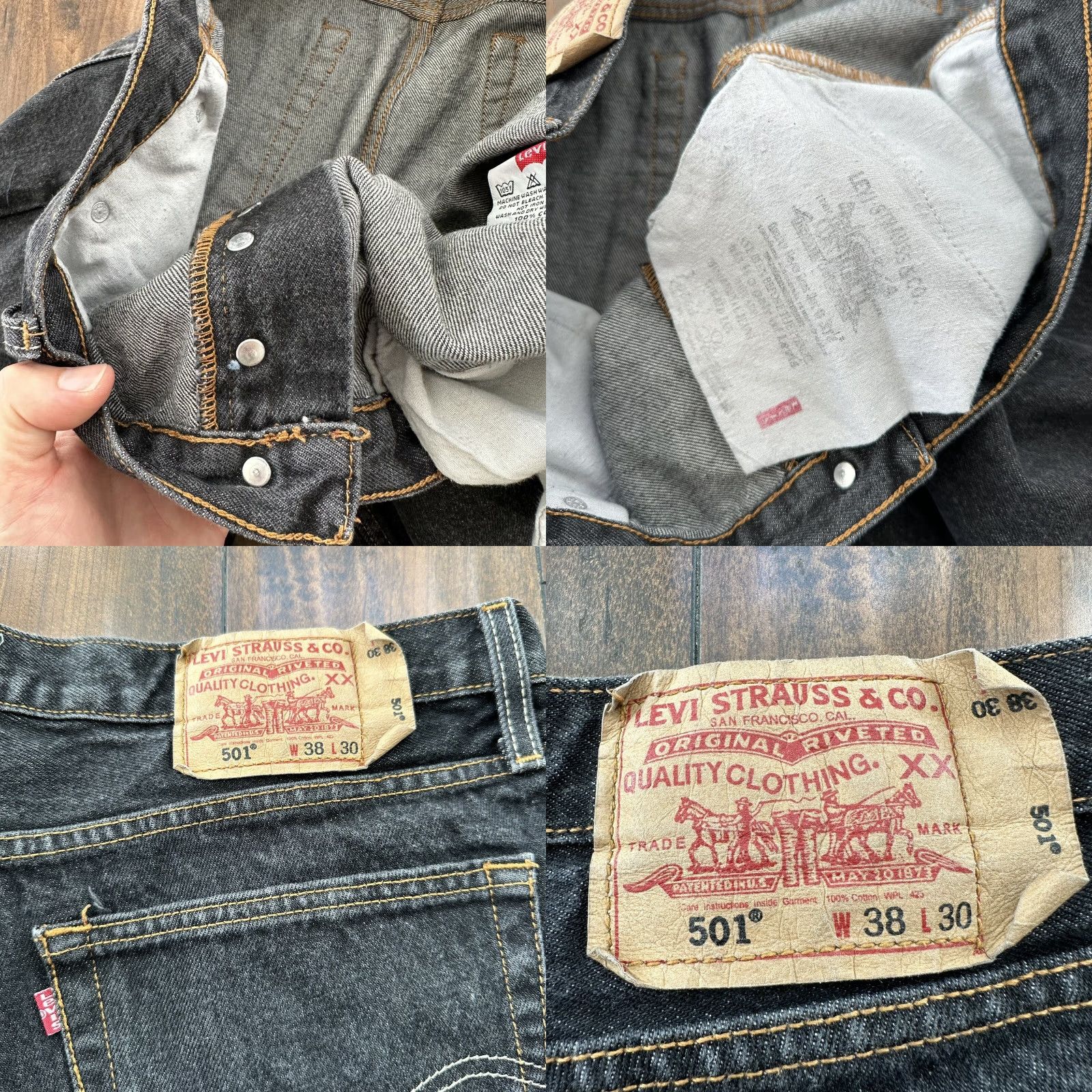 Levi's VINTAGE Levi's 501 XX Jeans 38x30 Black Light Wash 90s Mens Size US 38 / EU 54 - 8 Thumbnail