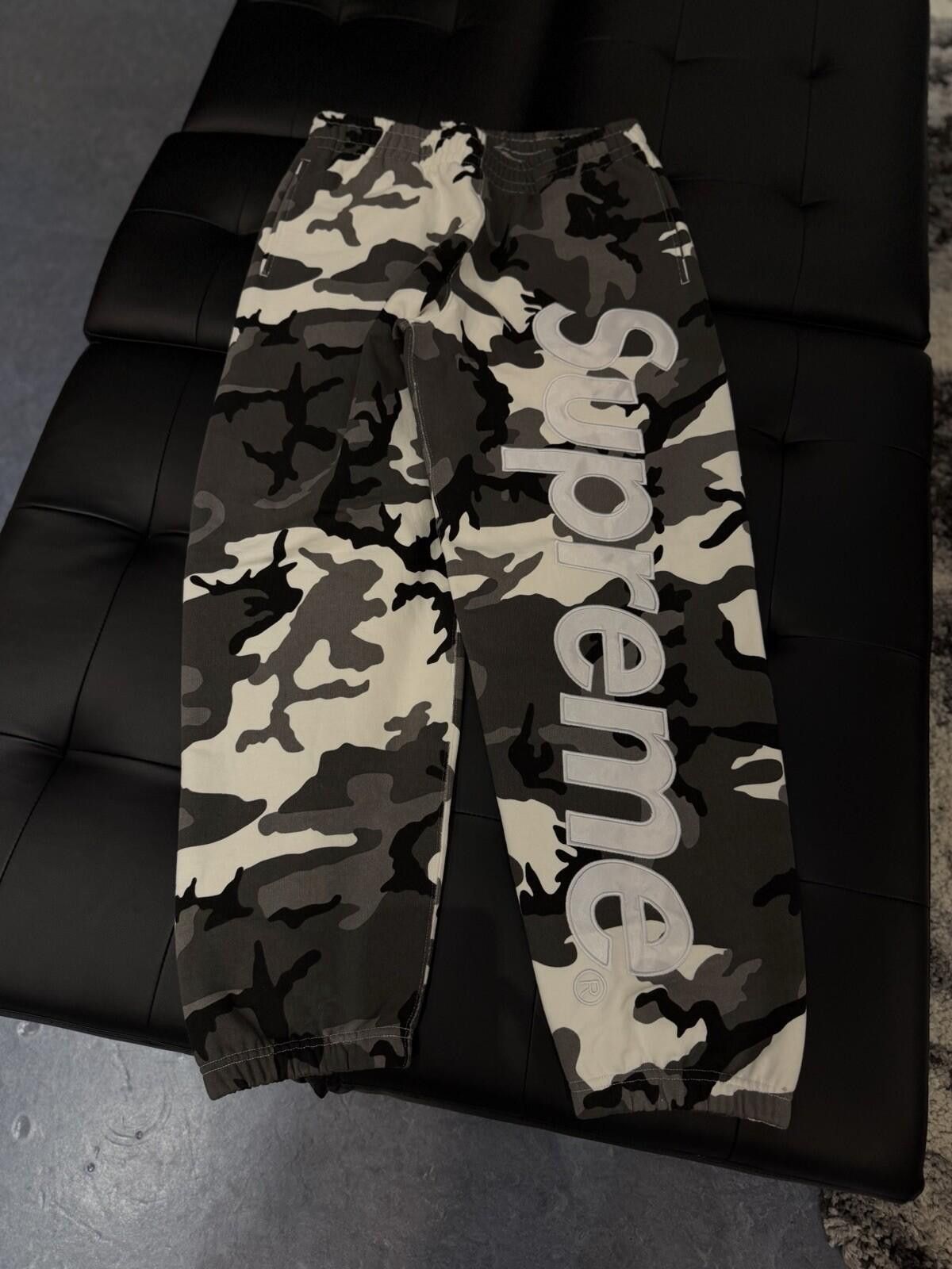 Supreme Supreme Satin Logo Sweatpant Snow Camo SS26 Men’s Size Small Size US 30 / EU 46 - 1 Thumbnail