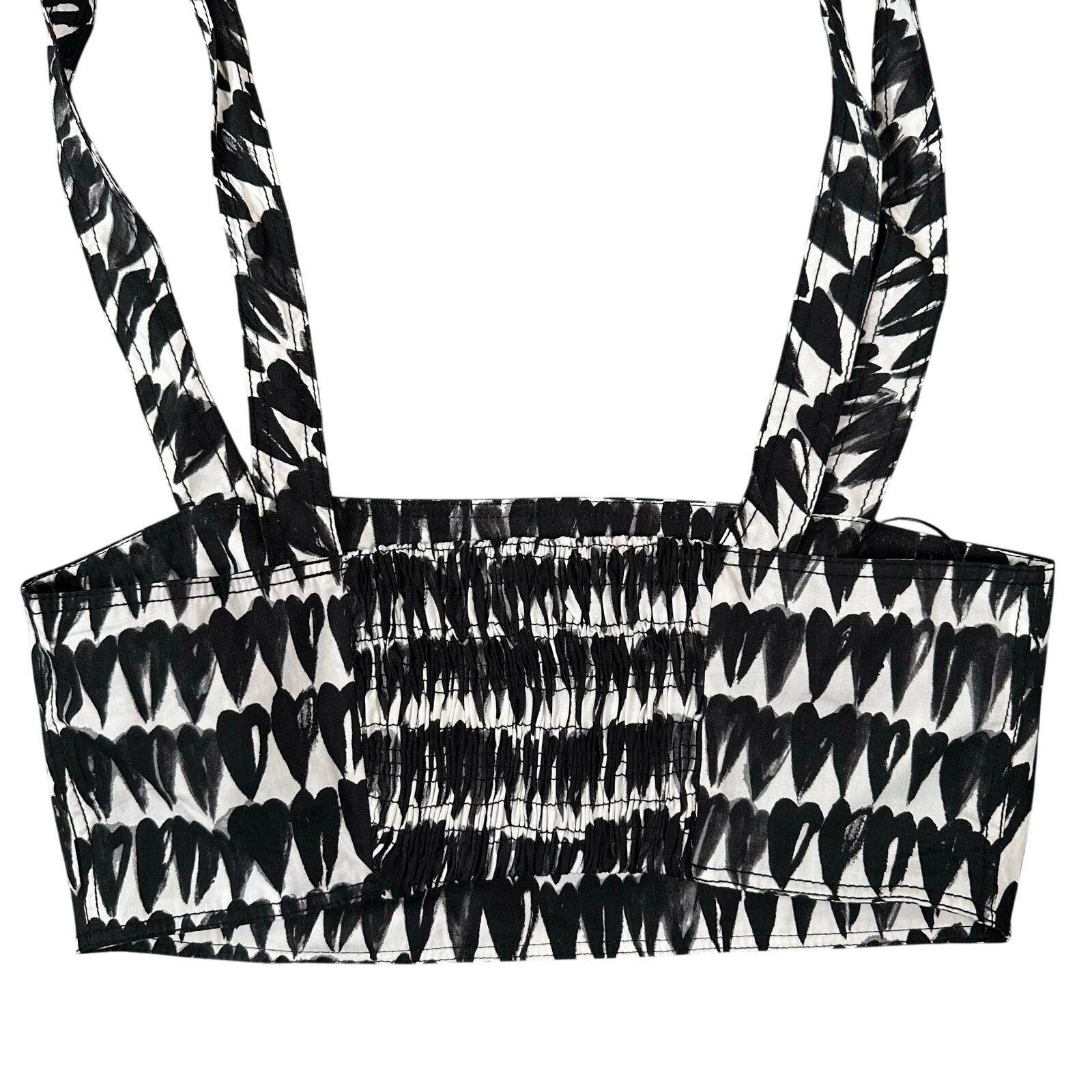 Zara Zara Women's Black White Heart Printed Crop Top Size S Size S / US 4 / IT 40 - 2 Thumbnail
