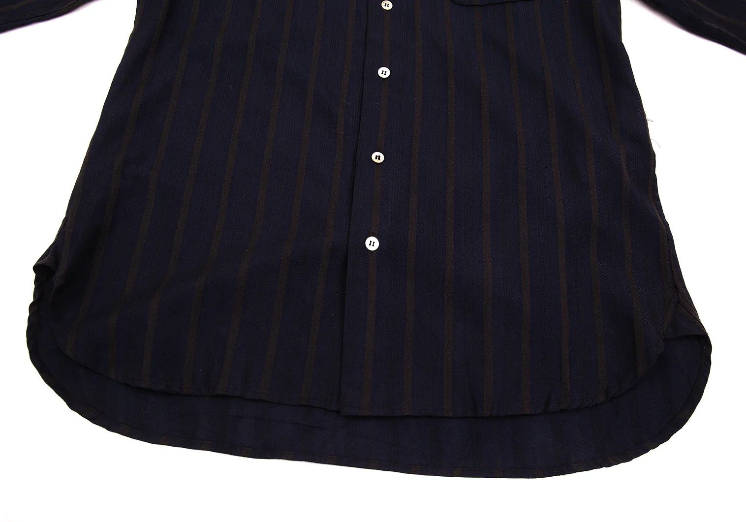 Yohji Yamamoto Yohji Yamamoto Wool Rayon Stripe Shirt Navy Brown M Size US M / EU 48-50 / 2 - 11 Thumbnail