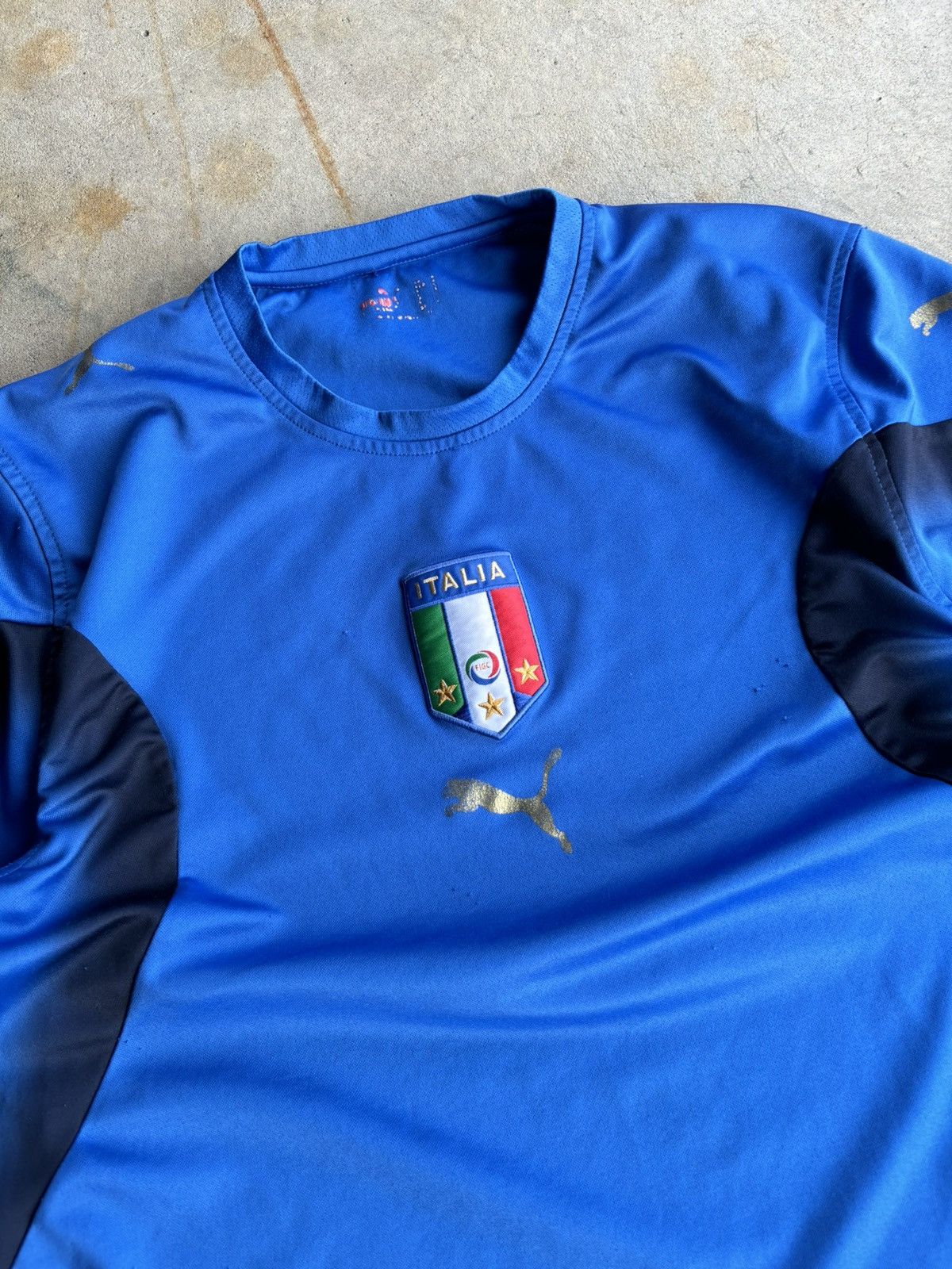 Puma × Vintage Crazy Italia Vintage 2000s Blue Puma Base Soccer Jersey Size US L / EU 52-54 / 3 - 5 Thumbnail