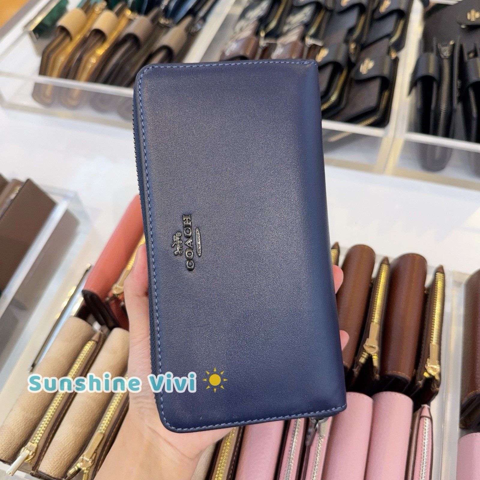 Coach NWT Coach Long Zip Wallet Calf Leather CR623 True Navy Size ONE SIZE - 1 Thumbnail