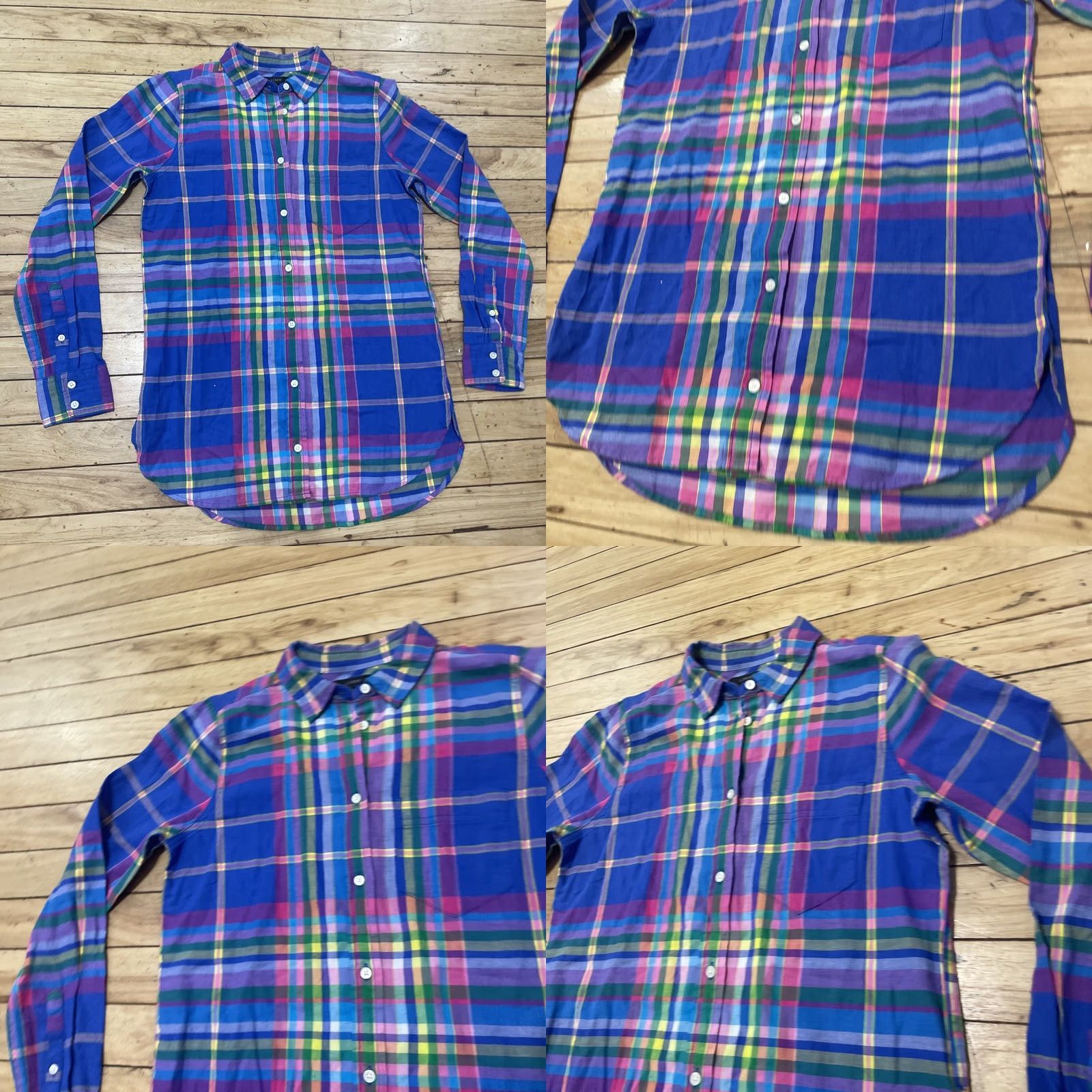 J.Crew J.CREW Plaid Flannel Women 00 Button-Up Shirt Multicolor Y2K Madras Blue Pink AU255 NWT Size XXS / US 00 / IT 34 - 10 Thumbnail