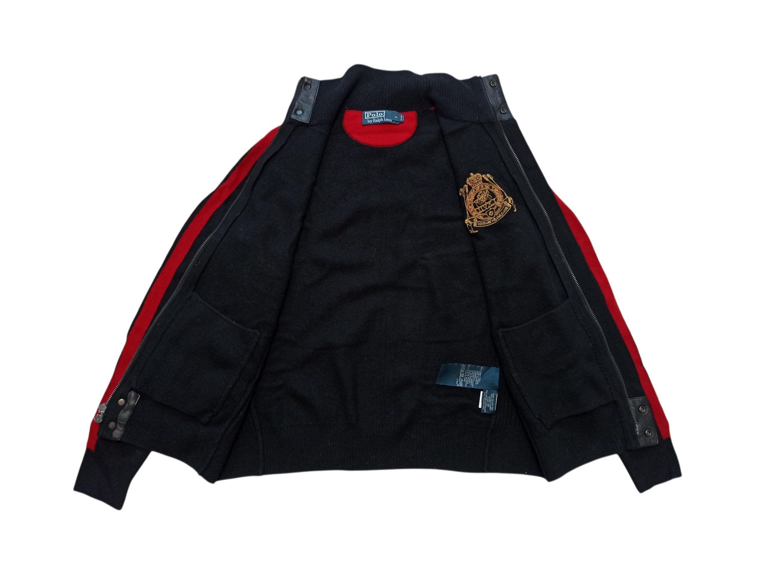 Polo Ralph Lauren Polo Ralph Lauren Black Lambswool Crest Leather Trim Jacket Size US M / EU 48-50 / 2 - 6 Thumbnail