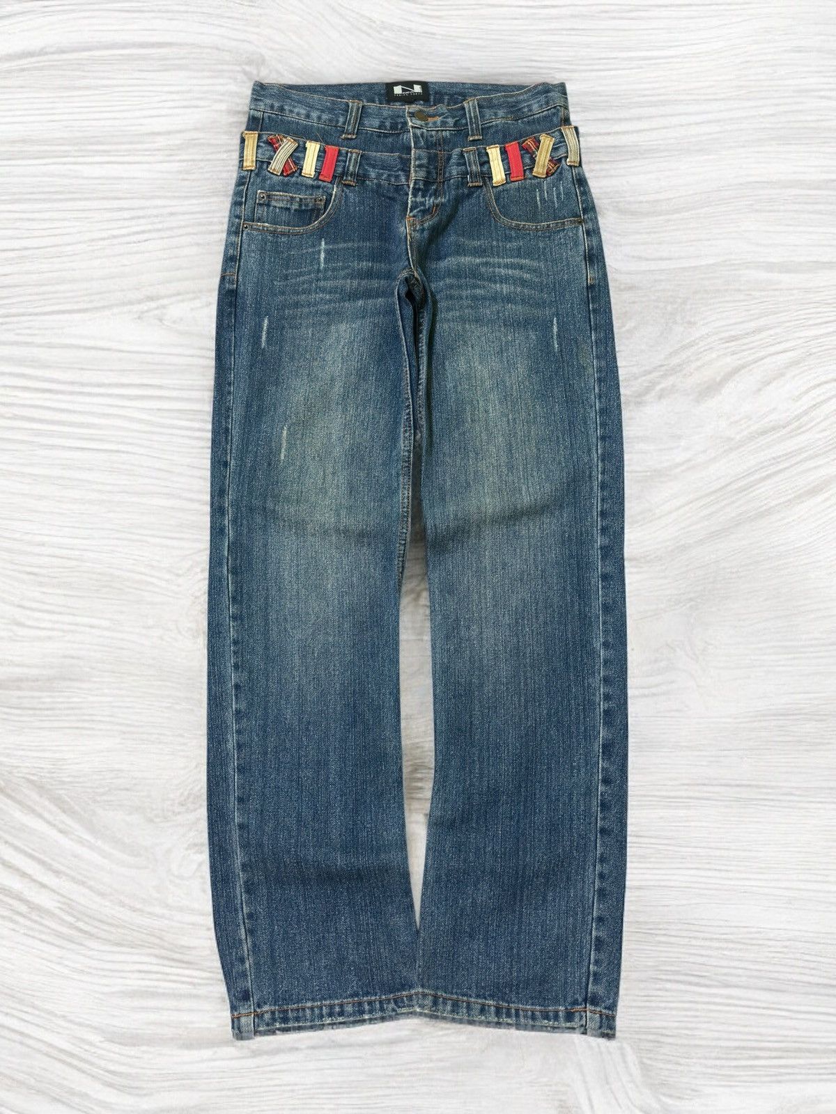 Hysteric Glamour NYLAUS JEANS DOUBLE WAIST COLOURFUL DISTRESSED DENIM Size US 30 / EU 46 - 2 Thumbnail