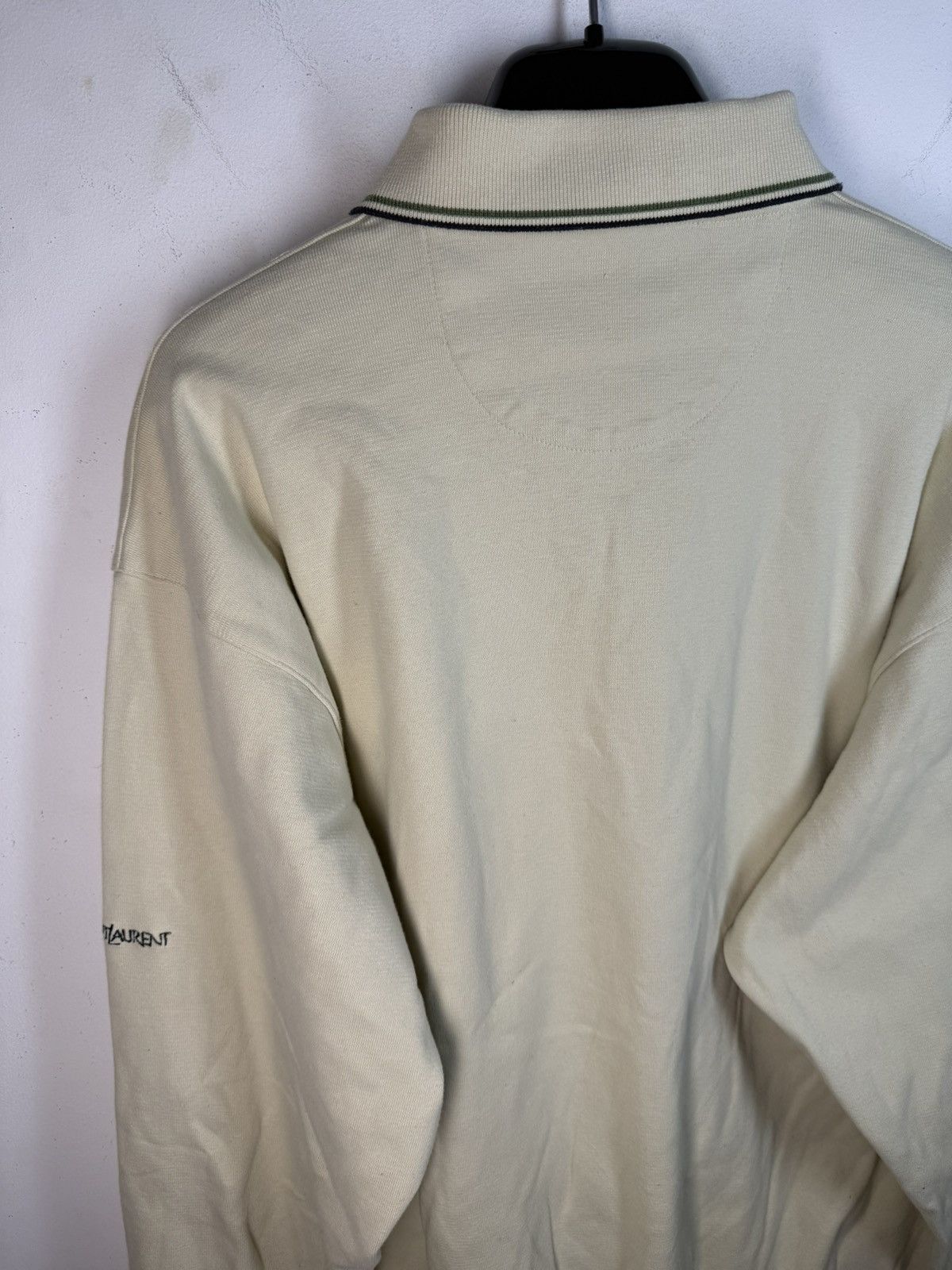 Yves Saint Laurent 90s Beige YSL Sweatshirt 1/4 Button Up Sweater Rugby Shirt Size US XL / EU 56 / 4 - 14 Thumbnail