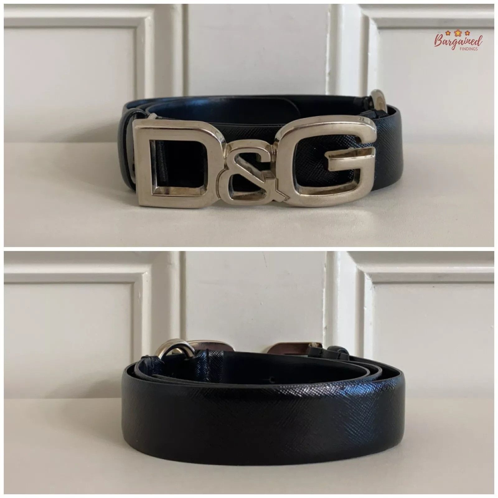 Dolce & Gabbana Dolce & Gabbana Black Patent Leather Silver D&G Buckle Belt Size 32 - 2 Thumbnail