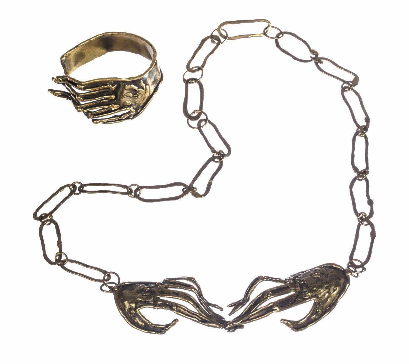 Designer Brutalist Mexican Handmade Hand Necklace Bracelet Set Size ONE SIZE - 1 Thumbnail