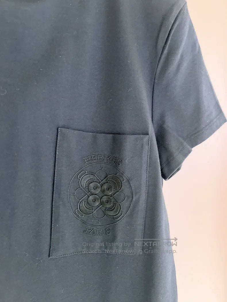 Hermes Hermes Blue and Black Pocket Embroidered Short Sleeve Dres Size XXS / US 00 / IT 34 - 3 Thumbnail