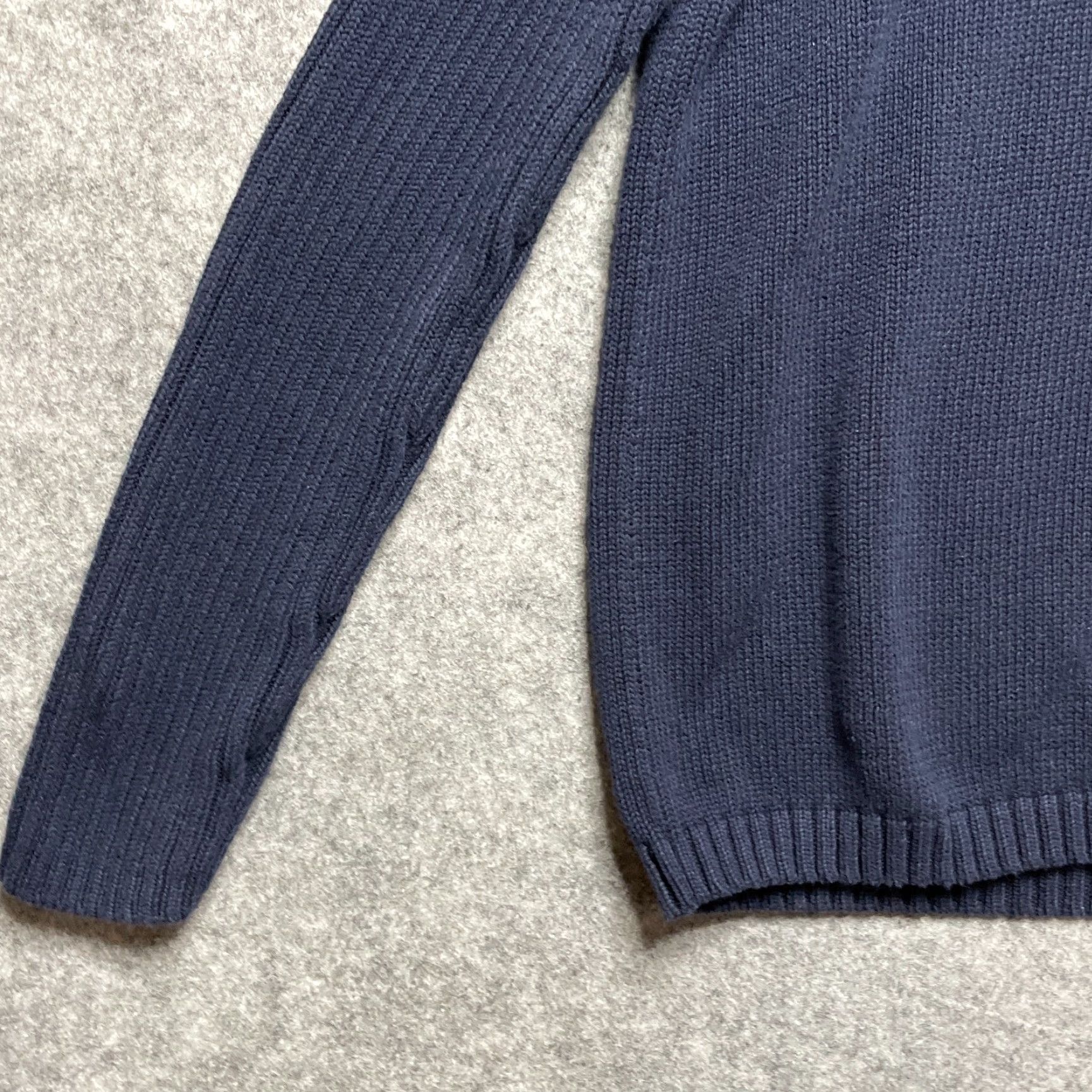 Tommy Hilfiger Sweater Womens XL Blue Pullover Quarter Zip Green Crest Cotton