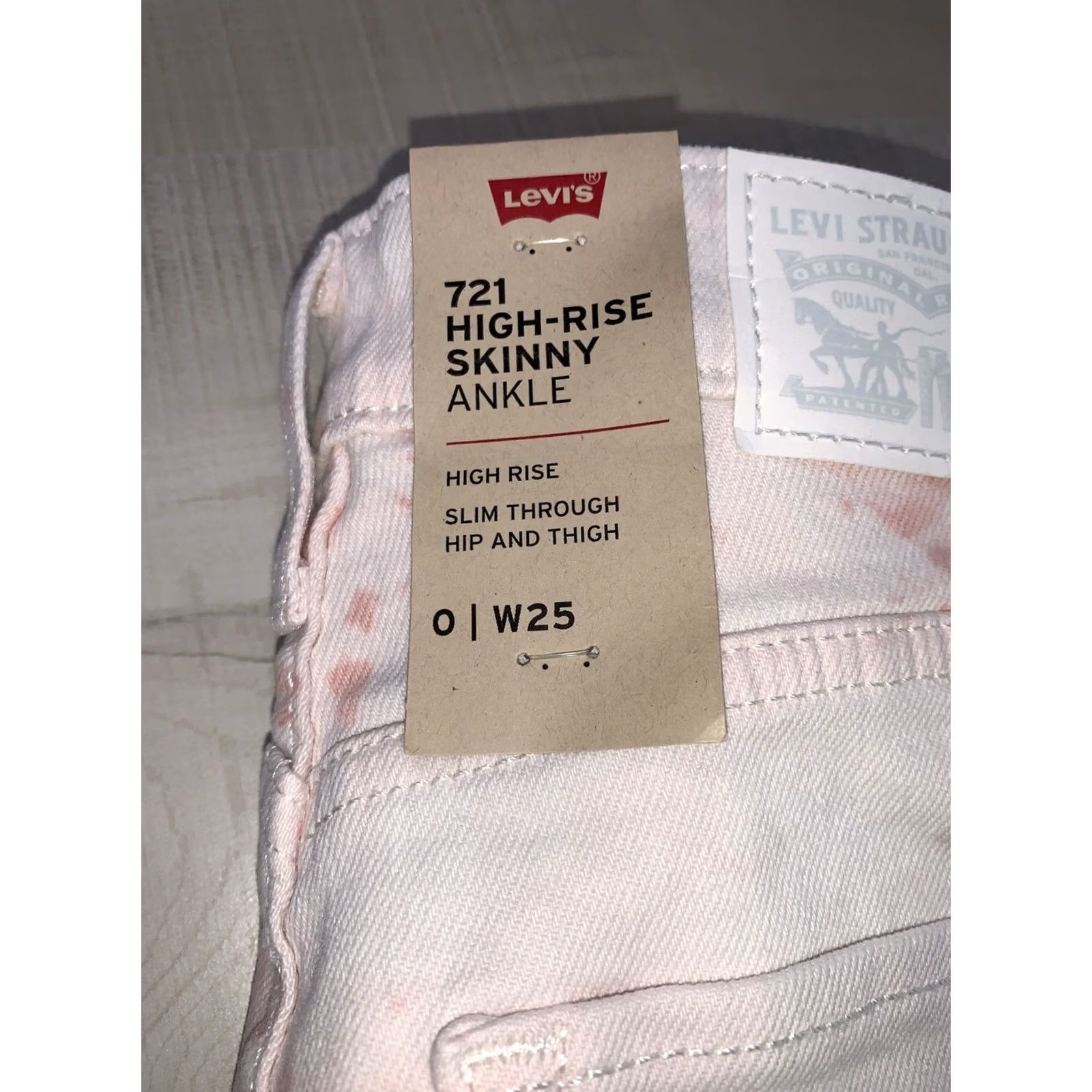 Levi's Levi’s 721 High Rise Skinny Ankle Raw Hem Pink Acid Wash Denim Jeans Women’s 0 Size 25" / US 0 / IT 36 - 2 Thumbnail