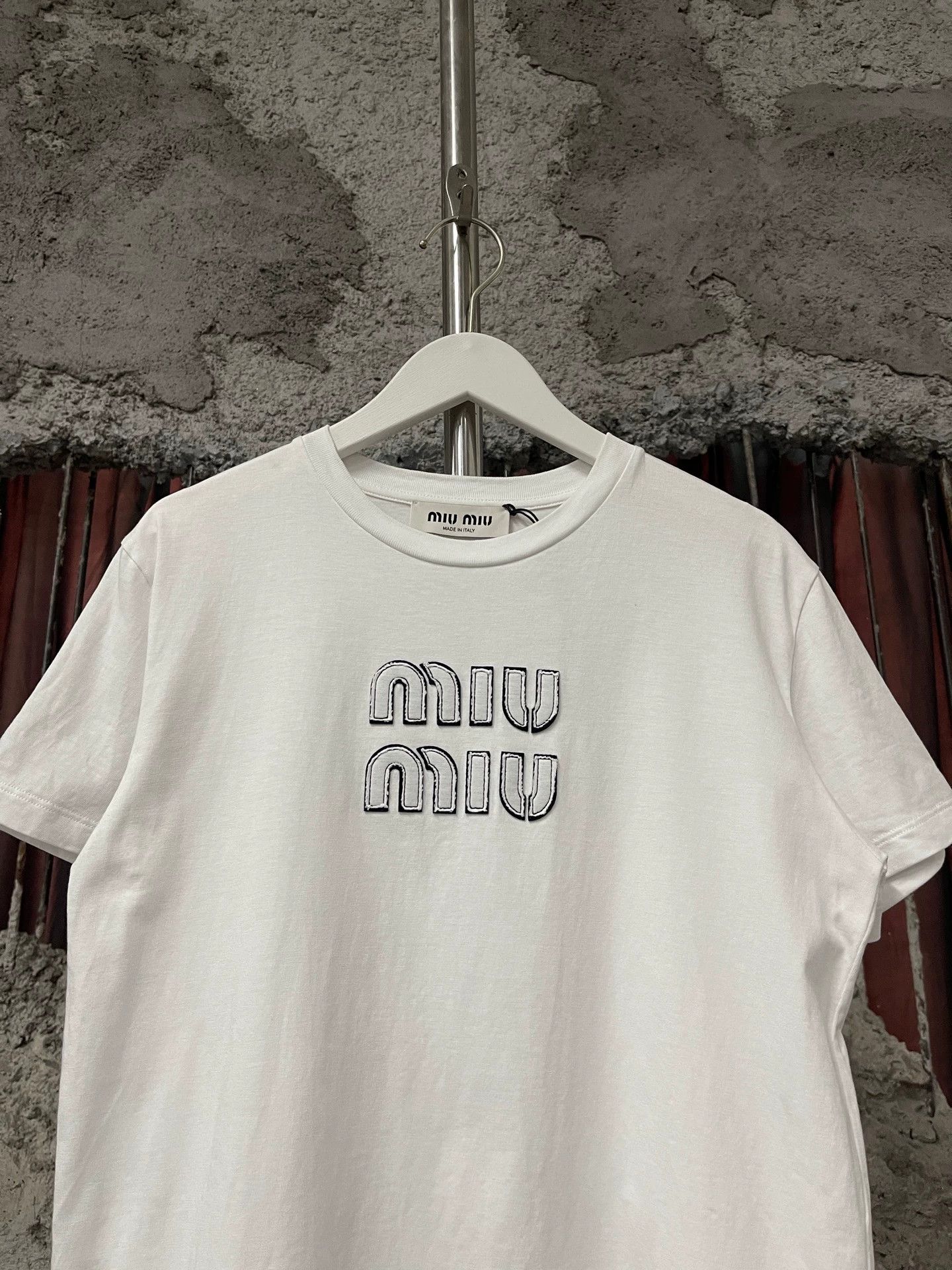 Miu Miu MIU MIU women's patch logo short-sleeve top S Size S / US 4 / IT 40 - 3 Thumbnail