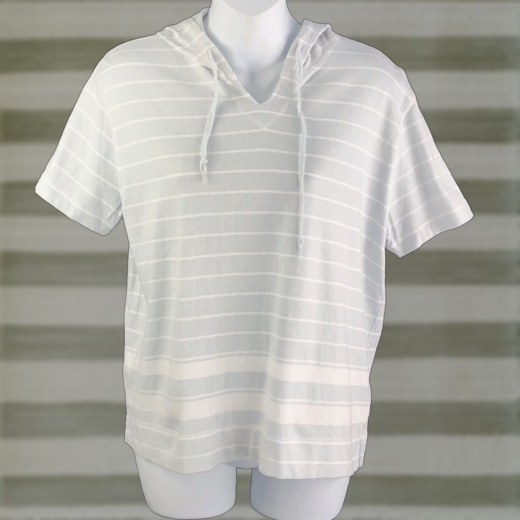 Jones New York Jones NY Hoodie T-Shirt Gray/White Stripe Short Sleeve Hi-Lo Hem Womens Petite XS-XL? Size L / US 10 / IT 46 - 1 Thumbnail