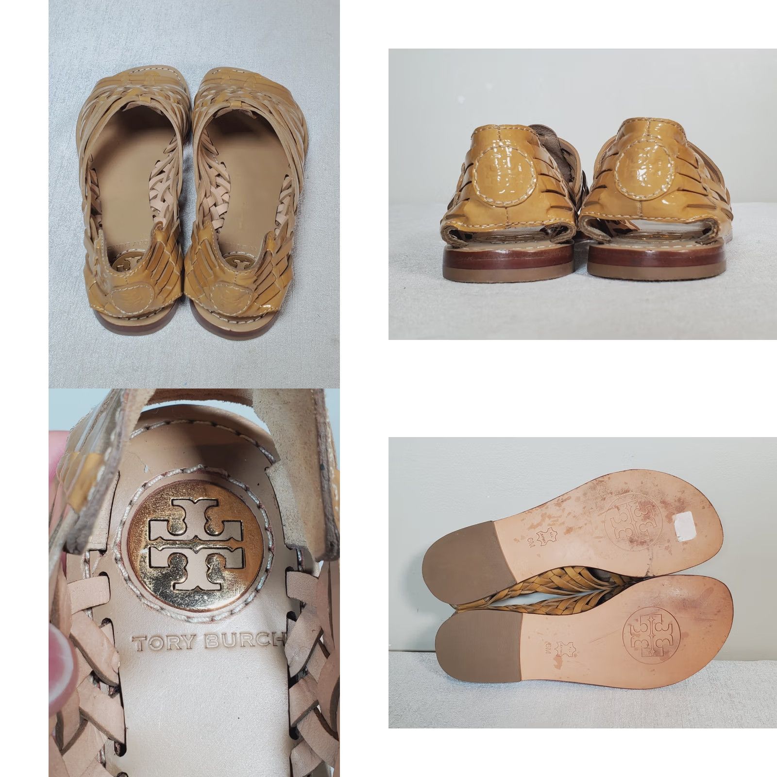 Tory Burch Tory Burch Anya Sandals Women's US 6 M Tan Patent Leather Woven Huarache Flat Size US 6 / IT 36 - 8 Thumbnail