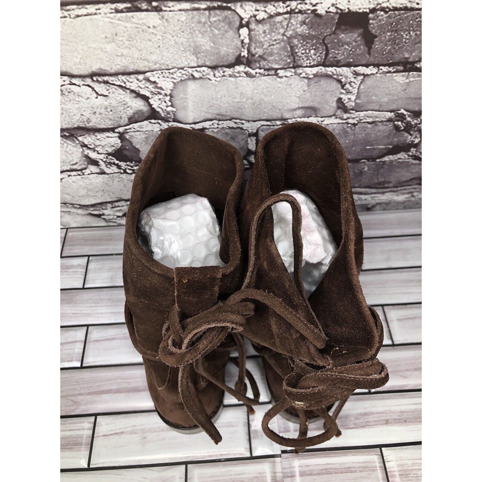 Other Joan & David Brown Suede Leather Back Lace Up Heels Boots Wo Size US 6 / IT 36 - 6 Thumbnail