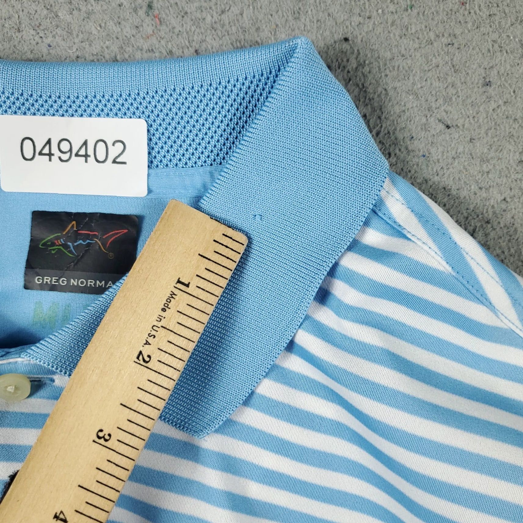 Vintage Greg Norman Polo Shirt Mens L Blue Striped Polo Shirt Casual Short Sleeve, Stained, Button, Logo, Regular Fit, Classic Preppy, Golf, Outdoor, Men Size US L / EU 52-54 / 3 - 6 Thumbnail