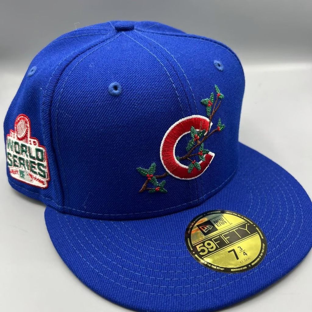 New Era Chicago Cubs Hat Men 7 3/4 Holly 59Fifty New Era Fitted Cap Size ONE SIZE - 1 Thumbnail