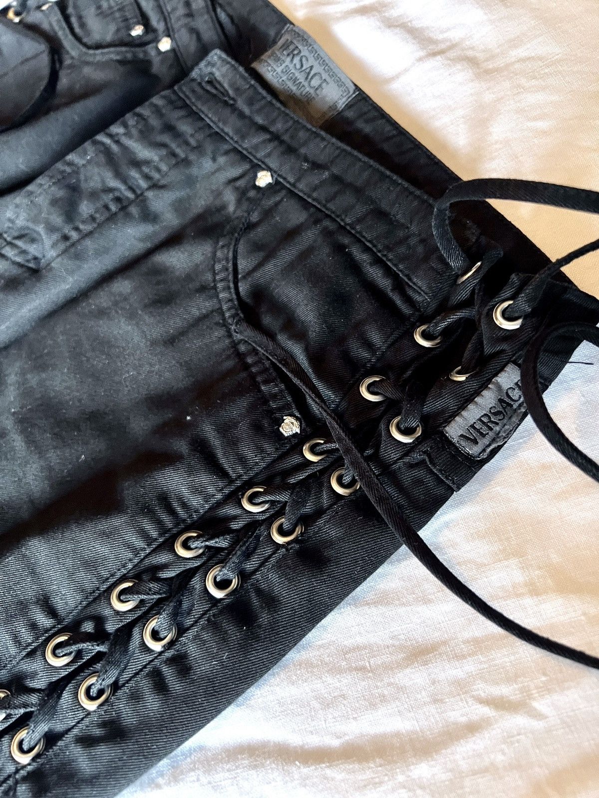 Versace Versace Jeans Signature Lace Up Denim Size 31" - 2 Thumbnail