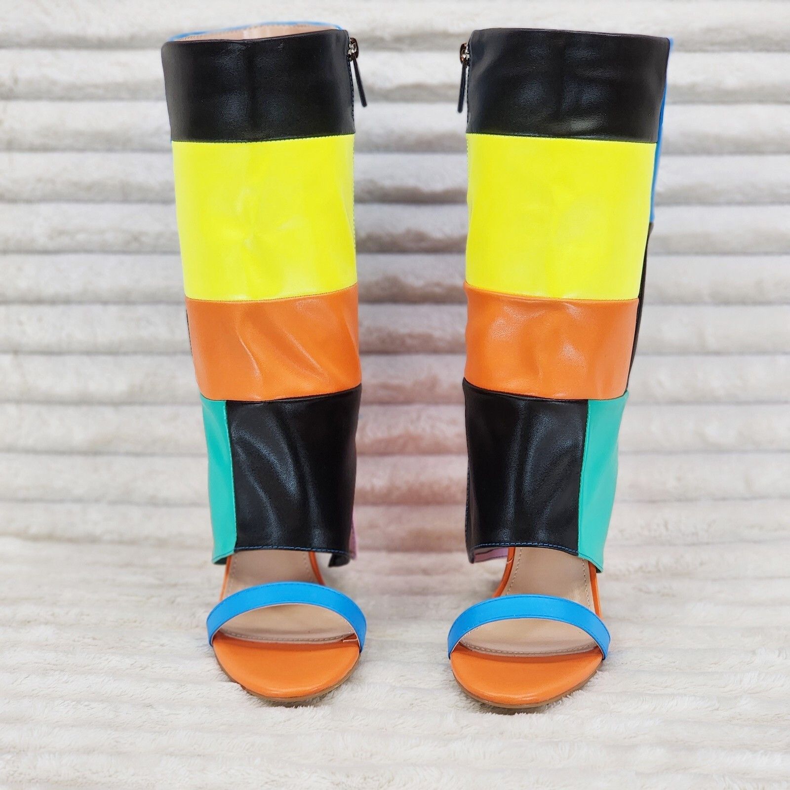 Other Paris Color Block Stiletto Fold Over Skirted Shootie Boot Sa Size US 6 / IT 36 - 8 Thumbnail