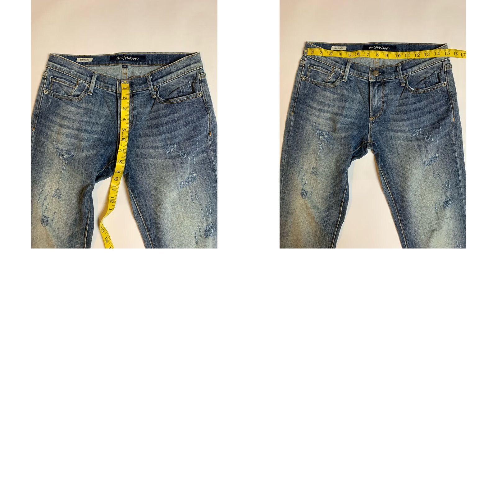 Vintage Driftwood Marilyn Jeans Womens Skinny Regular Size 28 Blue Denim Distressed Boho Minimalist Festival Bohemian Pockets Stretch Regular Fit Womens Size 28" / US 6 / IT 42 - 8 Thumbnail
