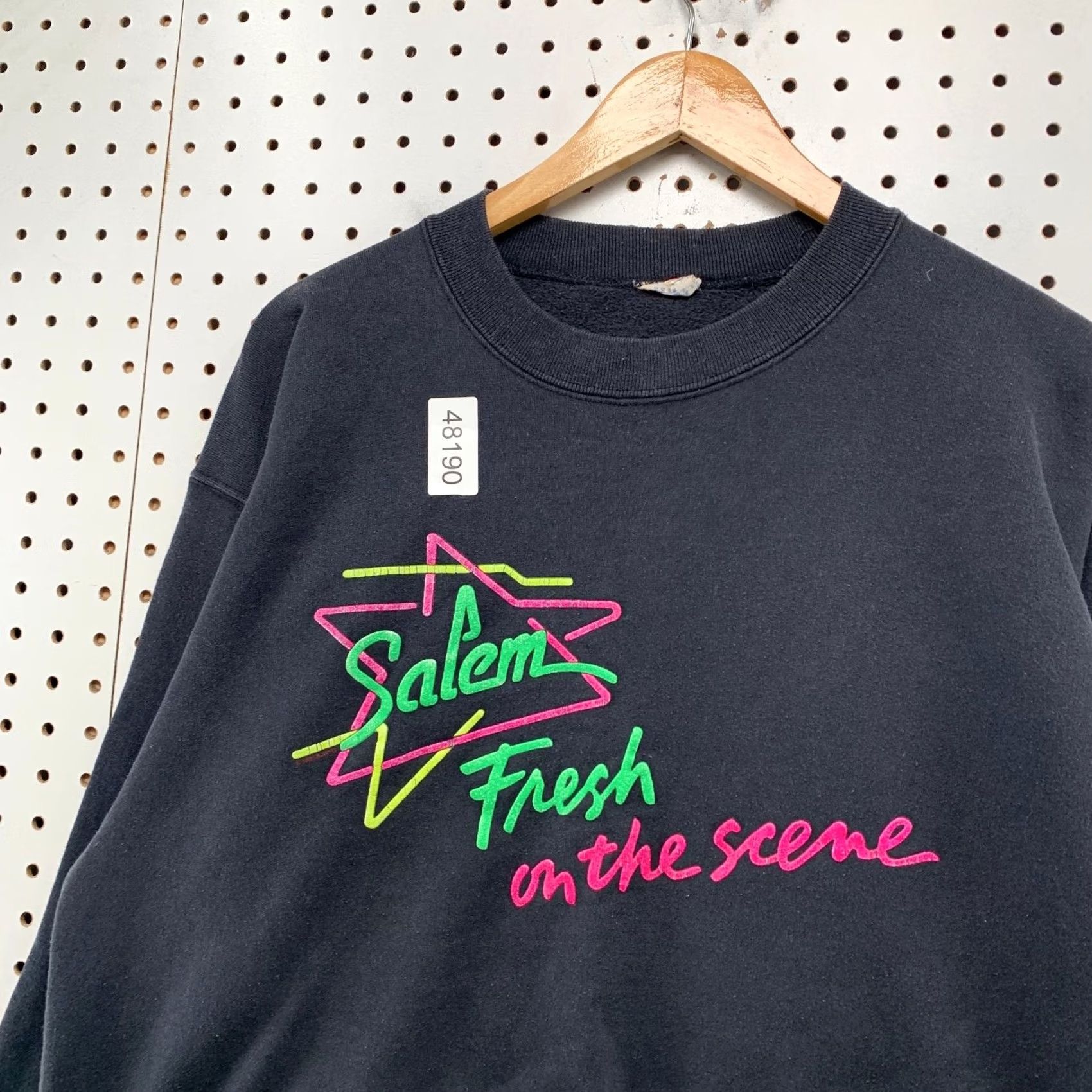 Vintage VINTAGE Salem Sweatshirt Mens Large Black Fresh On The Scene Cigarette Promo USA Shirt Mens L Black 80s USA Size US L / EU 52-54 / 3 - 6 Thumbnail