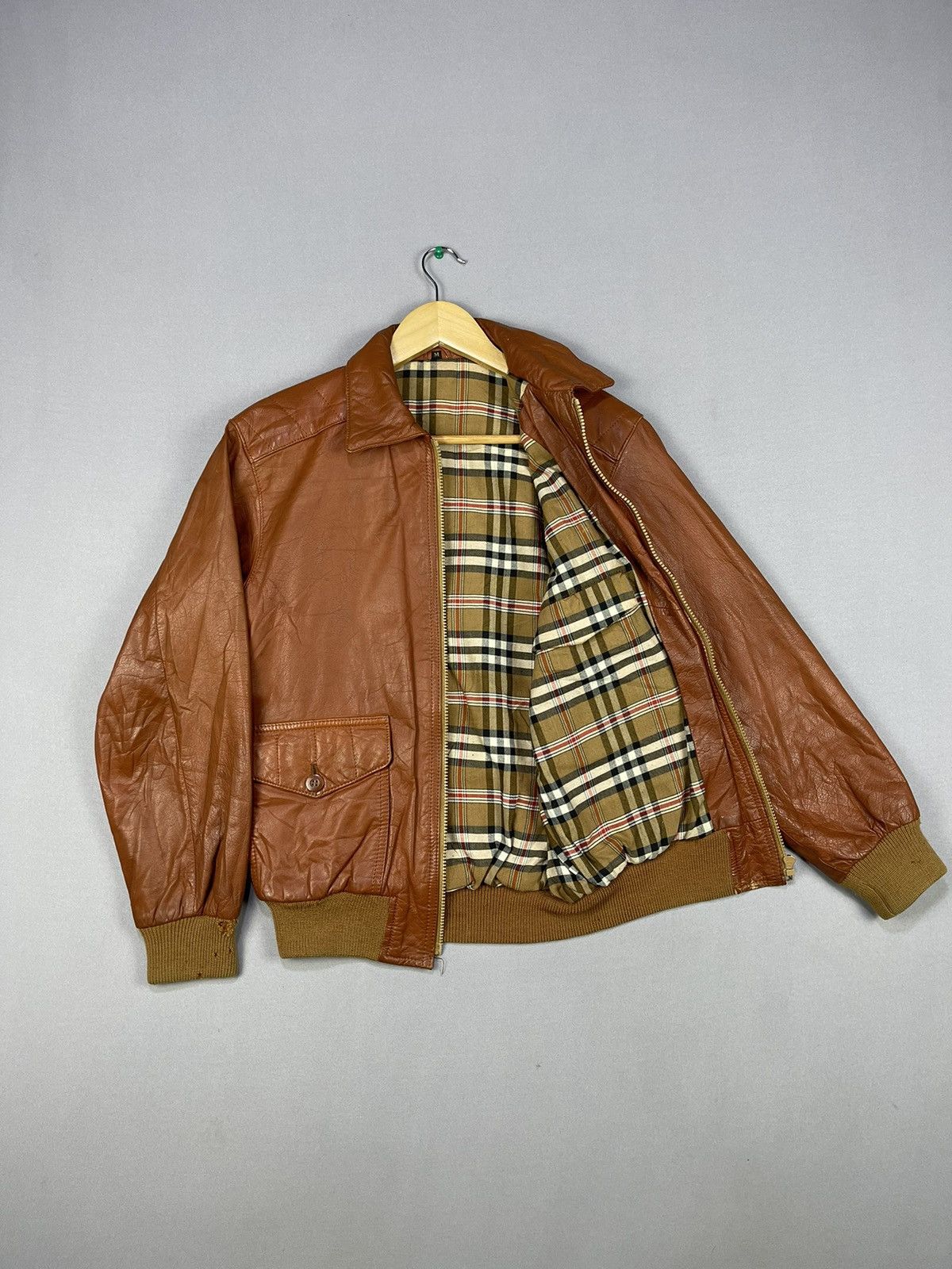 Japanese Brand VINTAGE LEATHER JACKET NOVA CHECK LINED Size US S / EU 44-46 / 1 - 1 Thumbnail