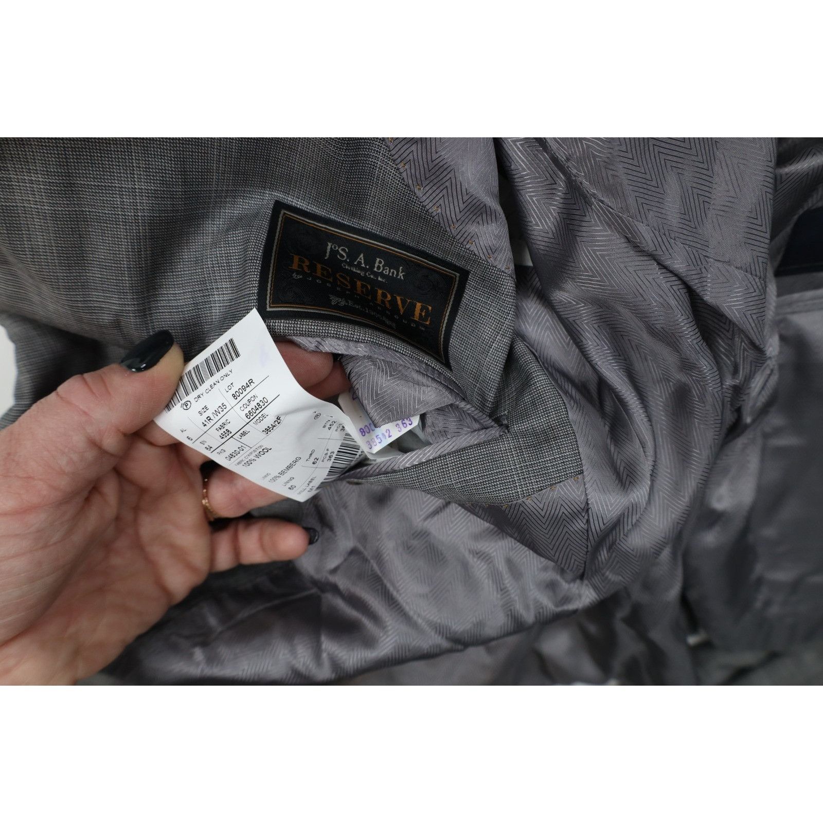 Jos. A. Bank Jos A Bank Reserve 2 Piece Marzotto Wool Super 120s Suit Size 40R - 6 Thumbnail