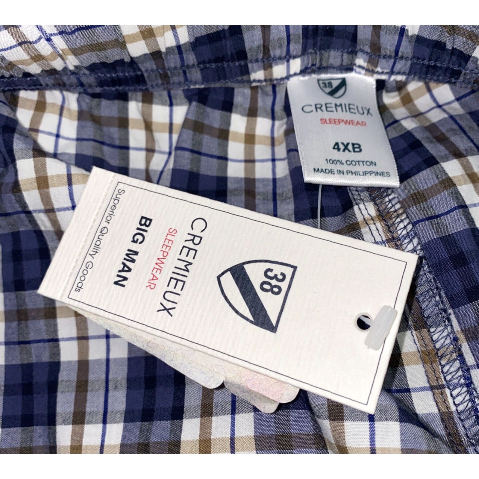 Cremieux Cremieux Pajama Pants Mens 4XB Blue/White Plaid NWT Big & Tall 100% Cotton Size US 39 - 5 Thumbnail