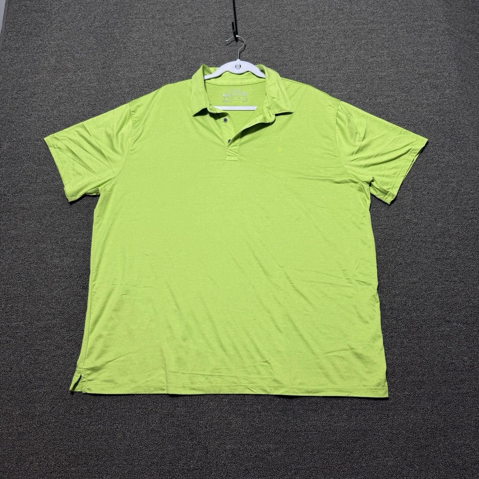 Ariat Ariat Tek Polo Shirt Mens XXL Hi-Vis Green Short Sleeve Size US XXL / EU 58 / 5 - 1 Thumbnail