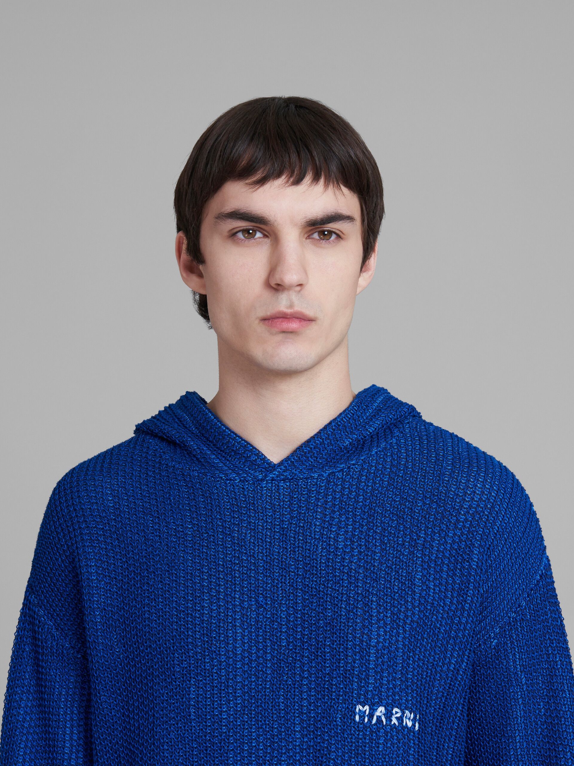 Marni o1mle1025 Circle Inlay Knitted Hoodie in Azure Blue Size US M / EU 48-50 / 2 - 4 Thumbnail