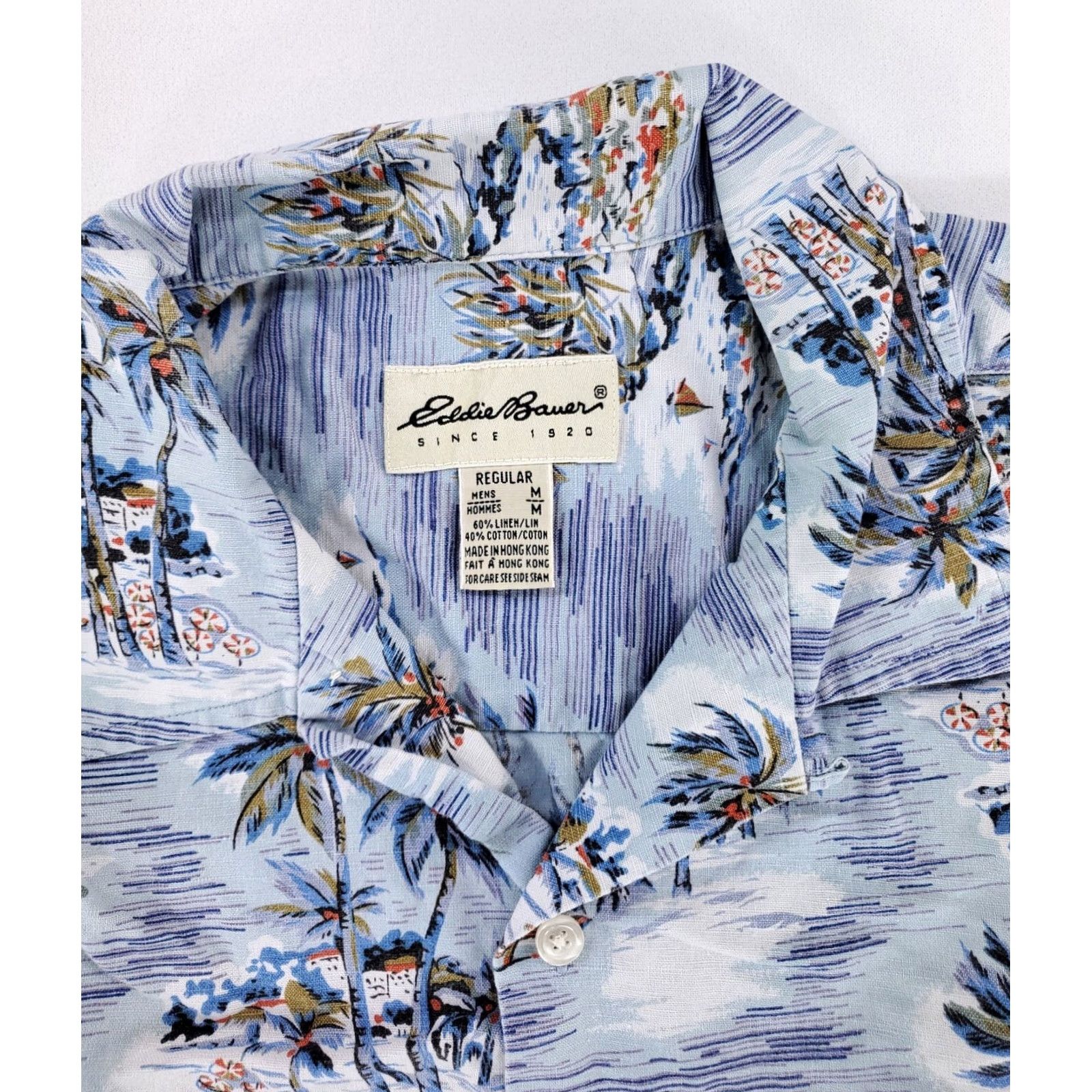 Eddie Bauer Eddie Bauer Hawaiian Shirt Short Sleeve Linen Blend Blue Mens M Palm Trees Hawaii Shirt Mens M Size US M / EU 48-50 / 2 - 2 Thumbnail