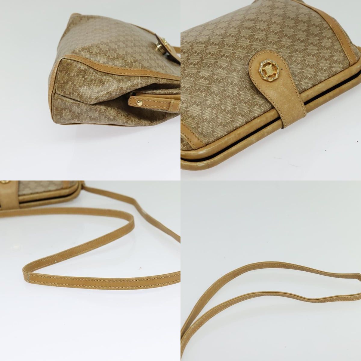 Celine CELINE Macadam Canvas Shoulder Bag Pvc Beige Gold Size ONE SIZE - 12 Thumbnail