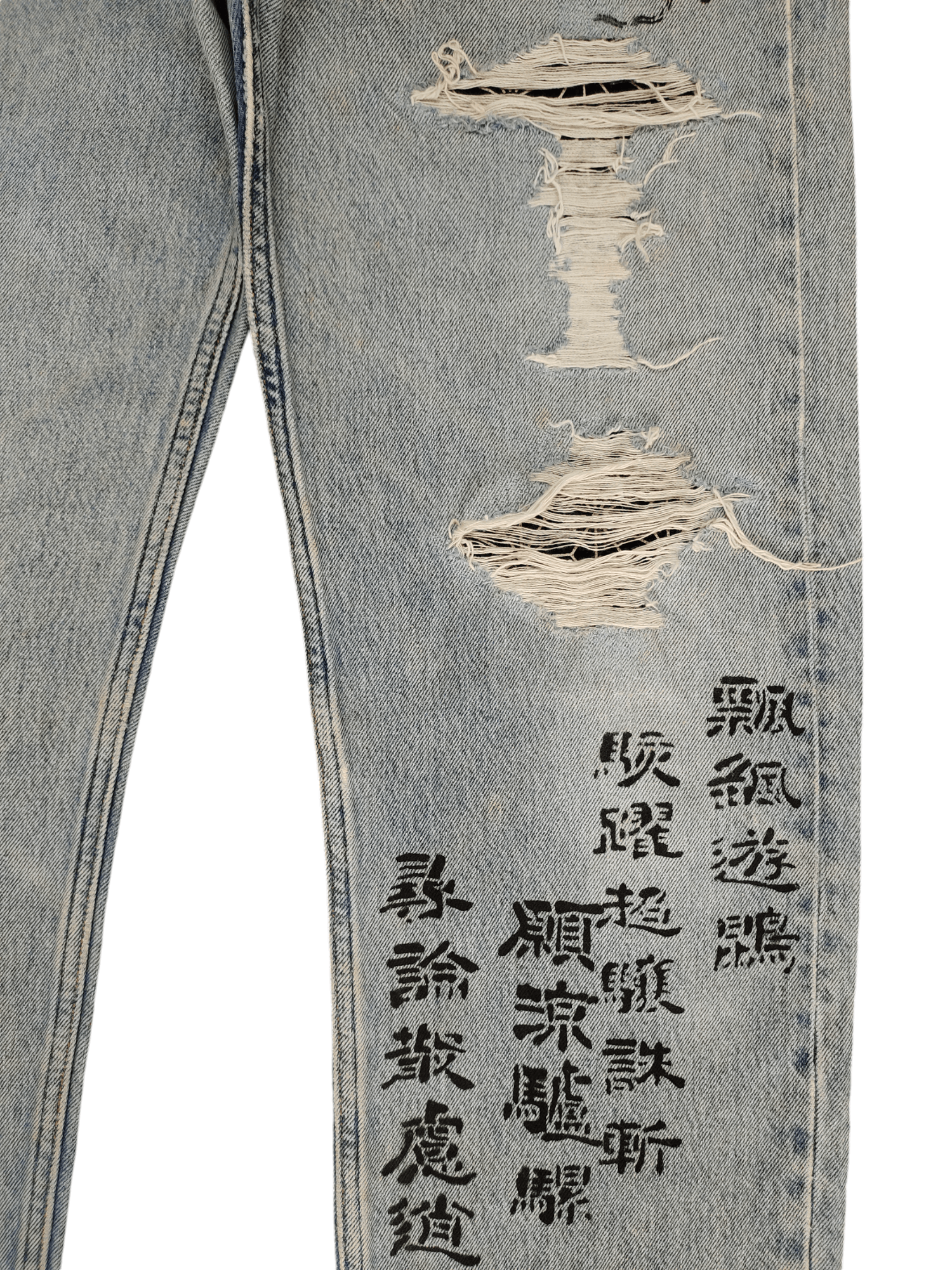 Levi's Vintage Levis 501 Japanese Script Dragon Print Distress Jean Size US 33 - 5 Thumbnail