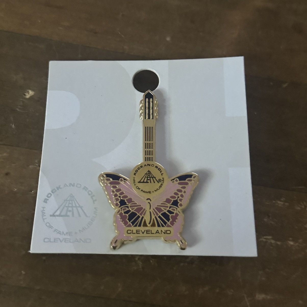 Vintage Rock and Roll Hall of Fame Cleveland butterfly guitar pin Size ONE SIZE - 3 Thumbnail