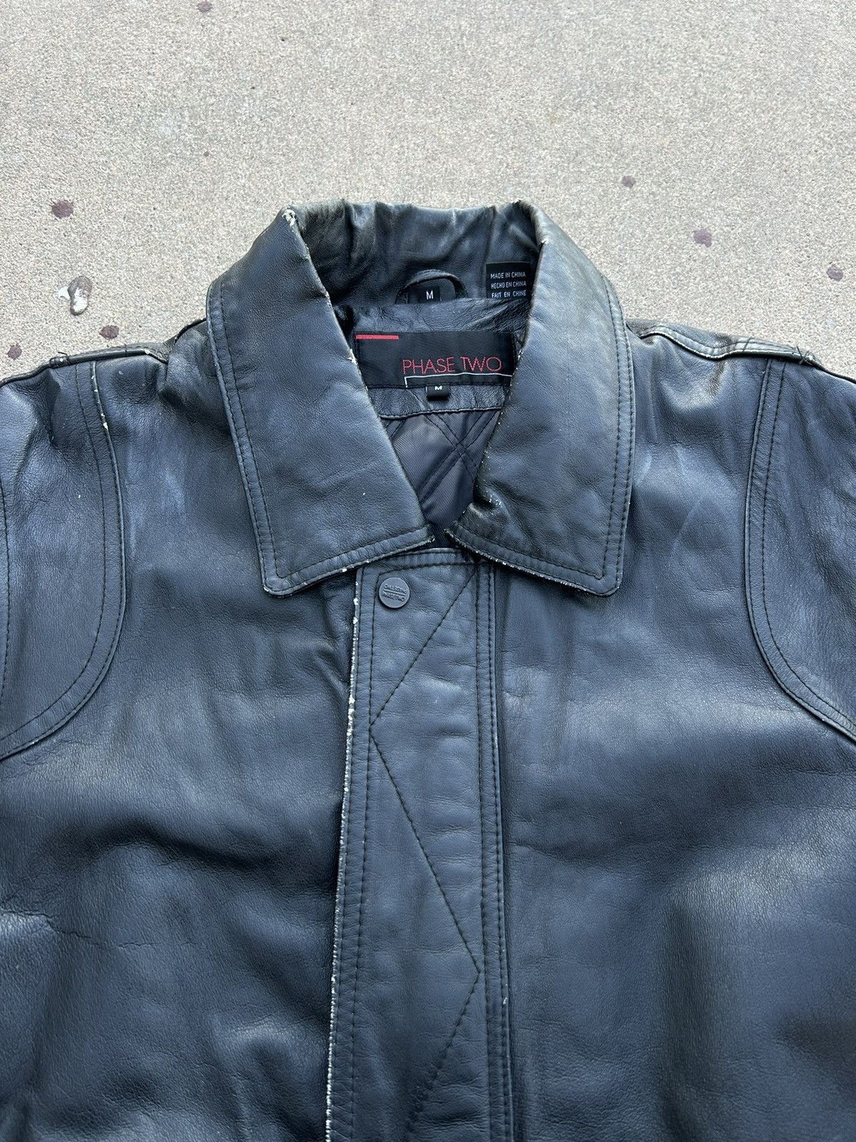 Vintage 1990s Phase Two Leather Bomber Jacket Size US M / EU 48-50 / 2 - 4 Thumbnail