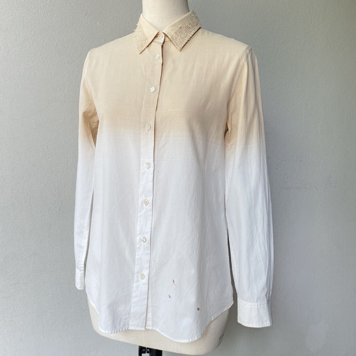 Issey Miyake ISSEY MIYAKE Beige to White Ombre Shirt Size XS / US 0-2 / IT 36-38 - 19 Thumbnail