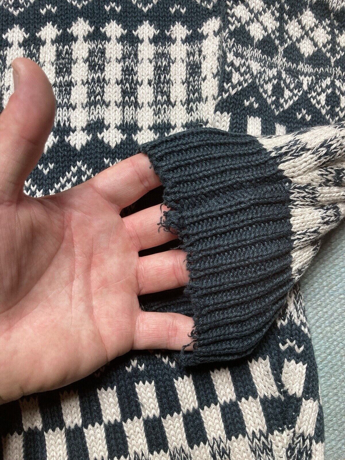 Vintage VTG sweater ramie knit heavyweight checker argyle snow XL Size US XL / EU 56 / 4 - 2 Thumbnail