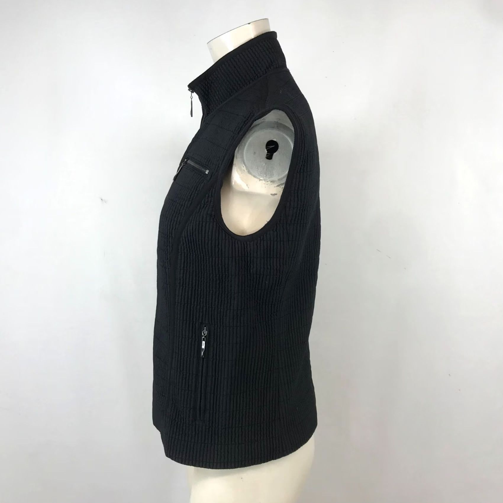 Vintage AEROS Womens SMALL Black Textured Full Zip Vest Shirt Size S / US 4 / IT 40 - 4 Thumbnail