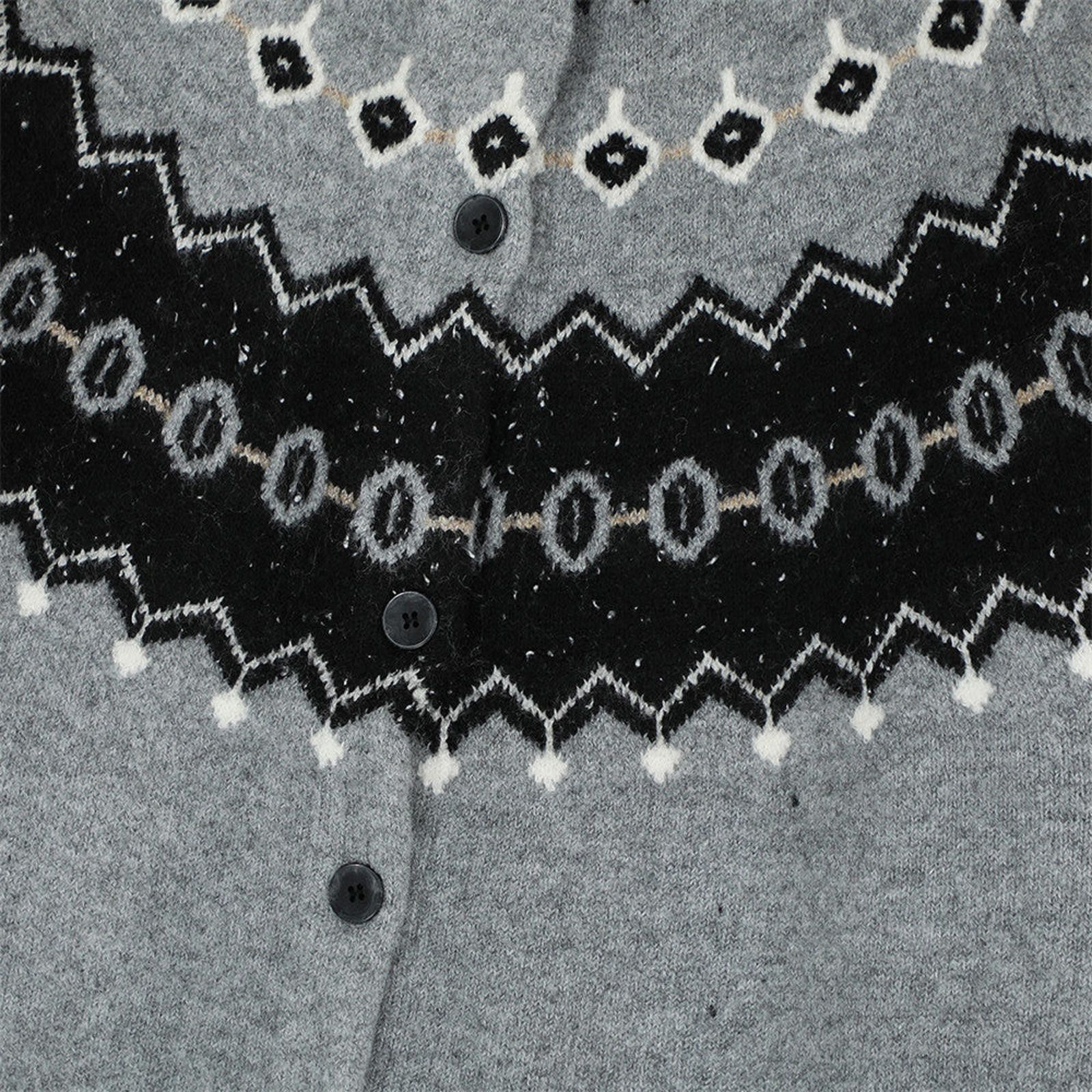 Other Gray Fair Isle Knit Cardigan Sweater Button-Up Cozy Warm Size US M / EU 48-50 / 2 - 3 Thumbnail