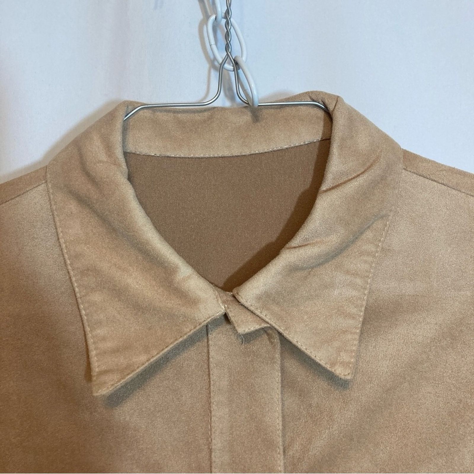 Vintage Vintage Ultra Suede Leather Tan Button Up Blouse Top Size M / US 6-8 / IT 42-44 - 2 Thumbnail